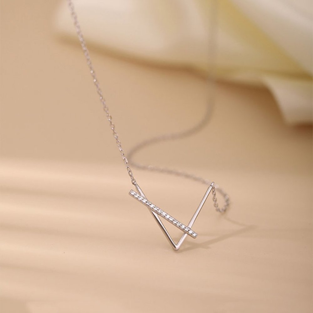 *NEW 925 Sterling Silver Diamond Spike Necklace - Picture 7 of 9